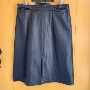 VINTAGE Chocolate Brown Leather Skirt